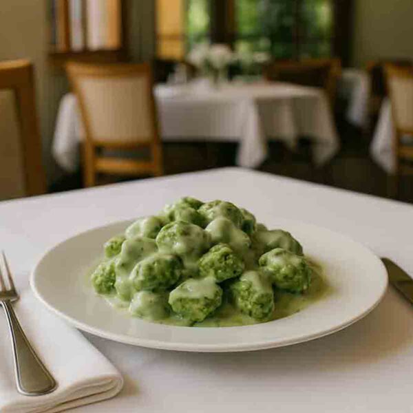 gnocchi spanac sos branza gorgonzola grana padano ementaler
